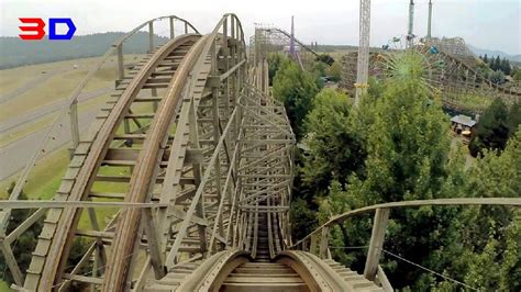 Timber Terror 3D Front Seat On Ride HD POV 60fps Silverwood Theme Park