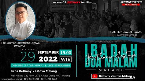 Ibadah Doa Malam Tatap Muka Gereja Bethany Yestoya September