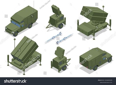 Isometric Nasams Surfacetoair Missile System System Stock Vector