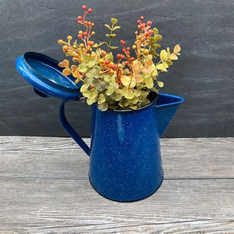 Vintage Speckled Blue Enamelware Etsy