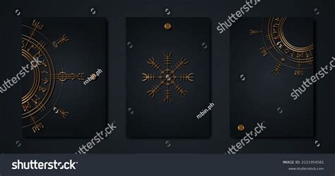 Black Card Set Collection Magic Ancient Stock Vector Royalty Free