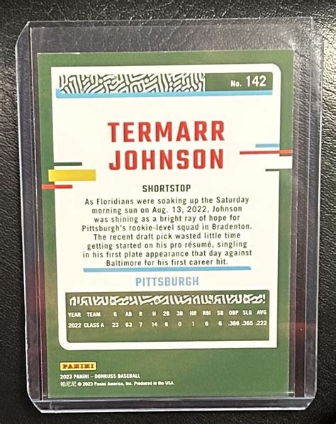 Termarr Johnson Donruss Pittsburgh Pirates Panini Ebay