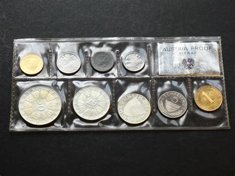 Austria Proof Set 1971 9 Coins 2 Groschen To Silver 50 Schilling