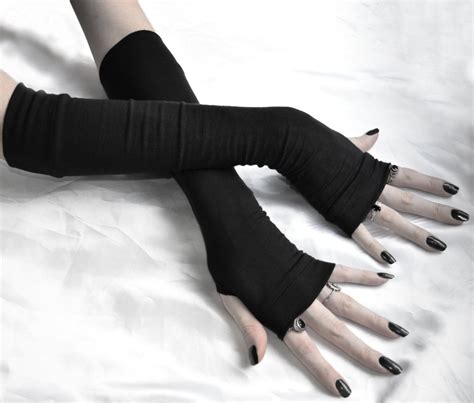 Black Arm Warmers Gothic Fingerless Gloves Saints Sinners