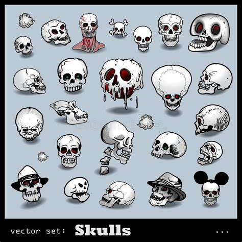 Vector Set Of Skulls Stock Vector Illustration Of Kill 26579793