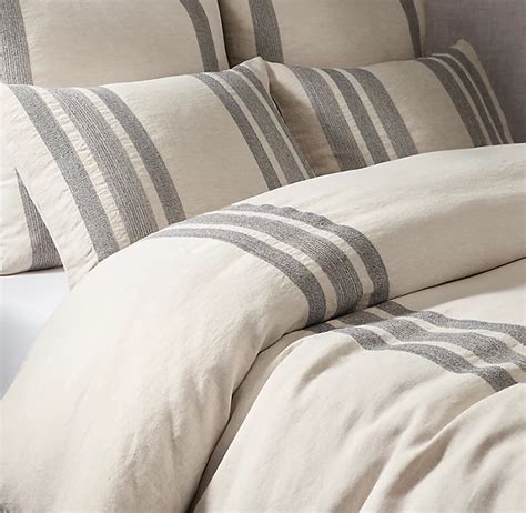 Embroidered Bouclé Stripe Linen Duvet Cover