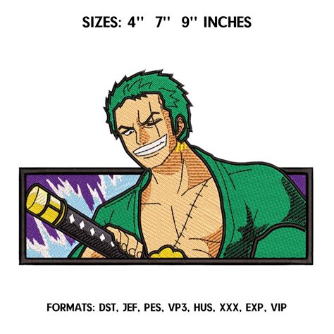 Zoro Embroidery Design File One Piece Anime Embroidery Desi Inspire