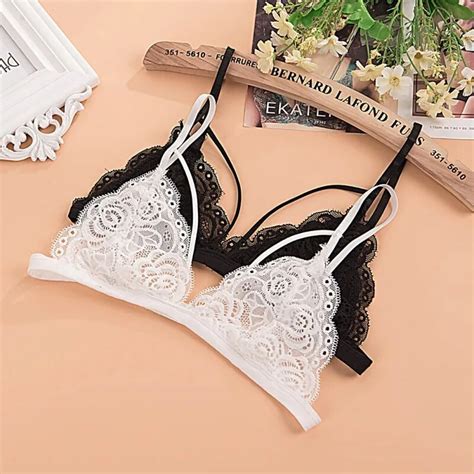 Ropalia Women Floral Sheer Lace Underwear Triangle Bralette Unpadded Sexy Bra Crop Lingerie