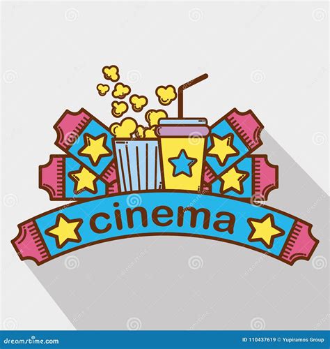 Cinema With Popcorn Soda And Tickets Stock Vector Illustration Of