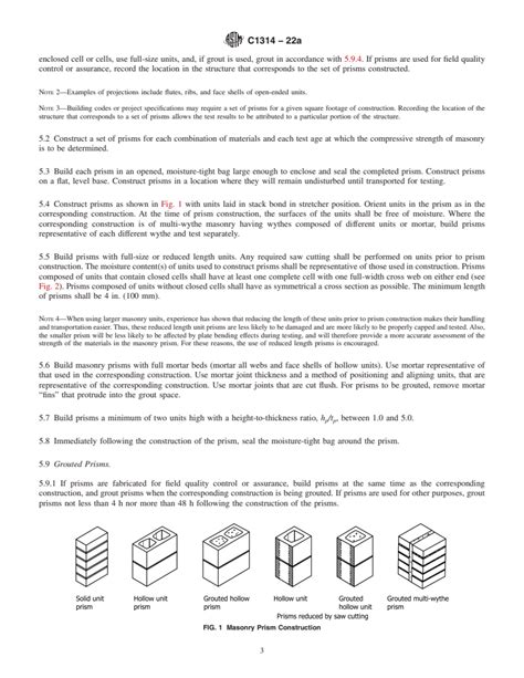 Astm C1314 22a Standard Test Method For Compressive Strength Of