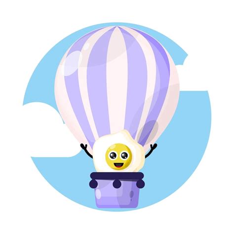Premium Vector Hot Air Balloon Egg Cute Character Logo