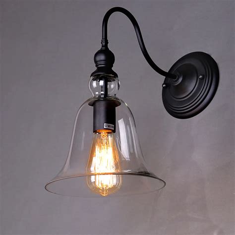 Rh Loft Vintage Bell Shape Loft Glass Wall Sconce Clear Glass Shade Wall Lights Barcafe Store