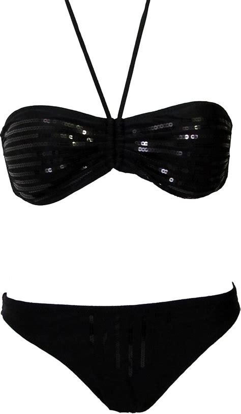 Maillot De Bain Femme Deux Pi Ces Bikini Bandeau Noir Plusieurs