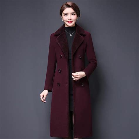 Women S Coat Large Size Wool Long Cashmere For Autumn Woolen Coat