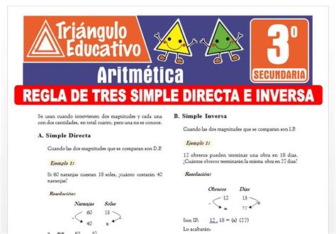 Regla De Tres Simple Directa E Inversa Para Tercero De Secundaria