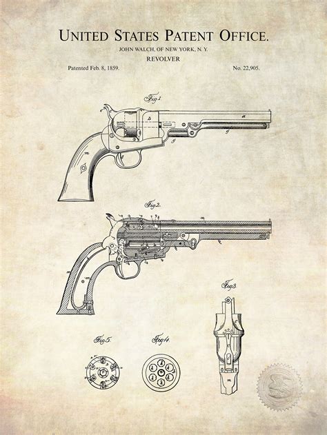 Walch Revolver print | 1859 Patent Print