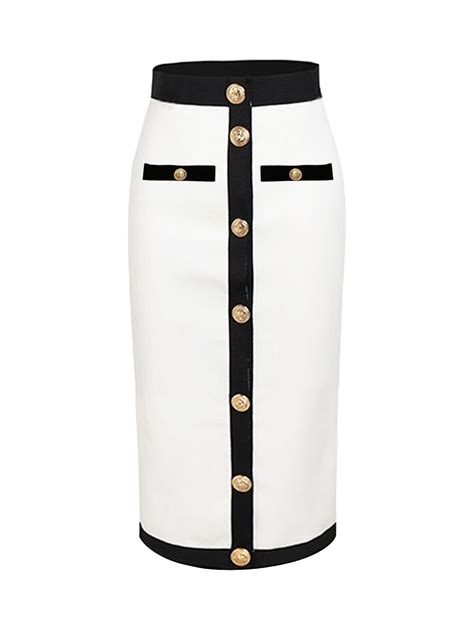 New Arrival White Black Bodycon Bandage Skirt Slim Fit Skirts