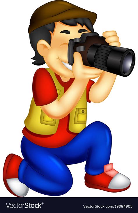 Funny photographer cartoon in action Royalty Free Vector