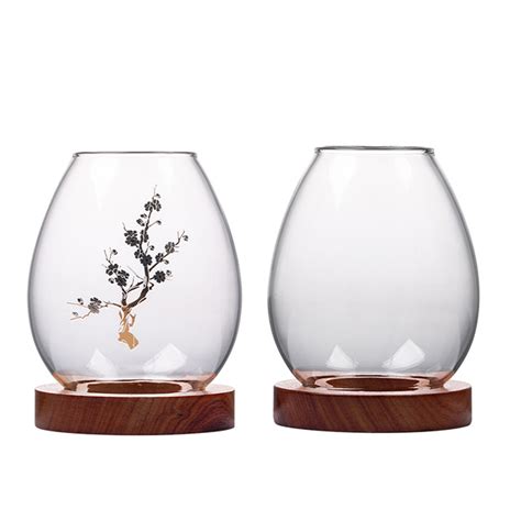 Clear Glass Hurricane Candle Holder With Wood Base Buy Product On