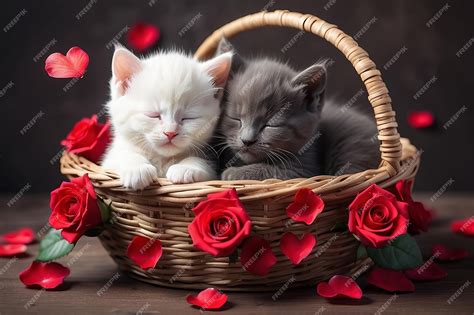 Premium Photo A Couple Kittens Sleeping In A Cute Pose In A Cozy