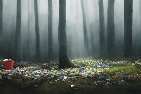 Premium Photo Garbage In Forest Polluting Environments