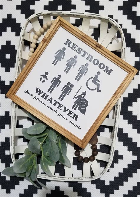 Restroom sign funny bathroom sign fixer upper style all | Etsy