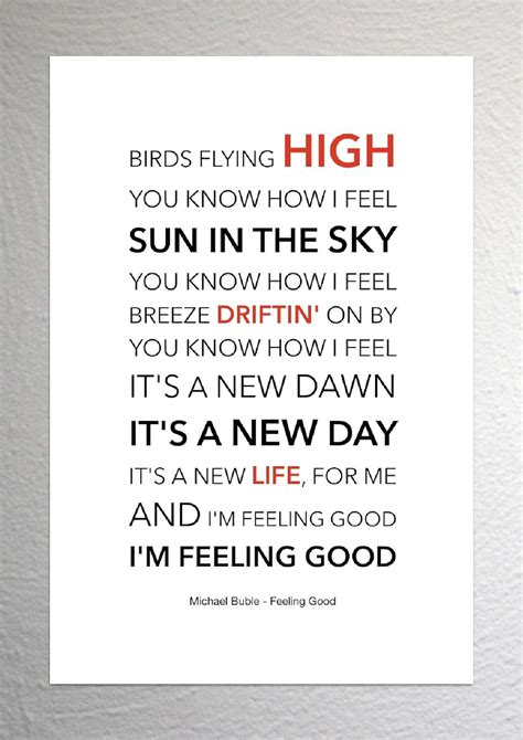 Michael Buble - Feeling Good - Funky Lyric Art Print - A4 Size: Amazon ...