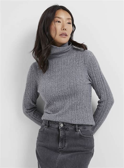 Cable Knit Turtleneck Sweater Contemporaine Shop Womens Turtlenecks And Mock Necks Simons