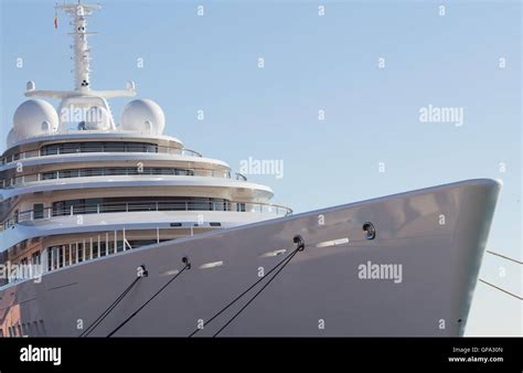 Luxury Yacht Moored On Harbor Stock Photo Alamy