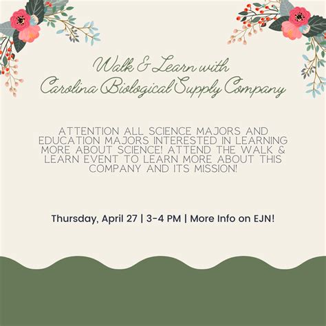 Walk Learn With Carolina Biological Supply Company April 27 Today