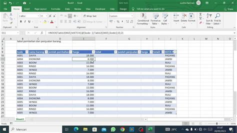 Excel Penerapan Fungsi Rumus If Index Match Sumifs Dengan Dua