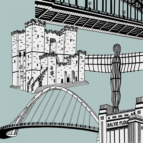 Newcastle Upon Tyne Landmarks Art Print - Etsy UK