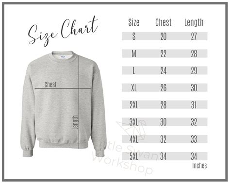 Gildan 18000 Size Chart Gildan G180 Sweatshirt Size Guide Gildan Mockup