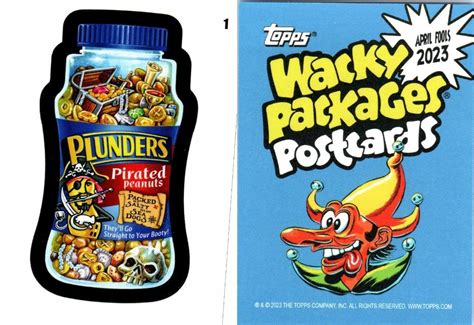 2023 Topps Wacky Packages Postcards April Fools Plunders Peanuts Sticker 1 Ebay