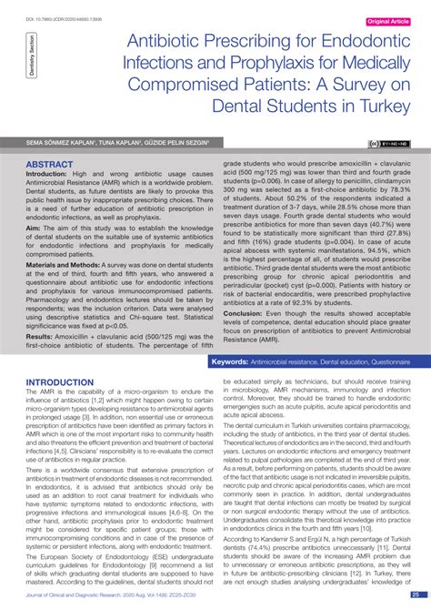 Pdf Antibiotic Prescribing For Endodontic Infections And Prophylaxis For Medically Compromised