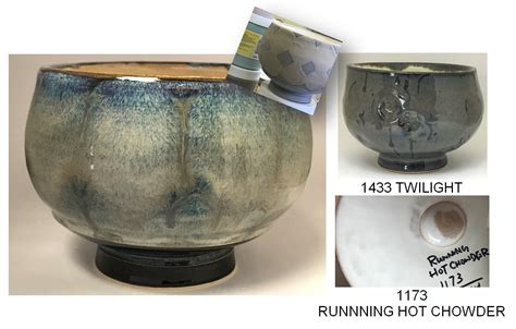 1433 TWILIGHT First And 1173 RUNNING HOT CHOWDER Spectrum Glazes