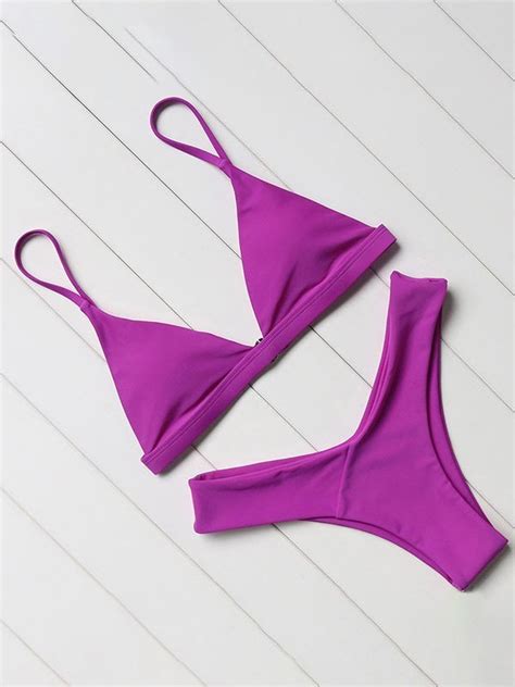 Emmiol Free Shipping Push Up Micro Bikini Set Purple M In Bikini