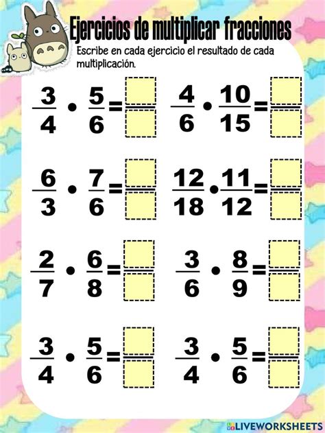 Ejercicios Para Multiplicar Fracciones Worksheet Multiplicar