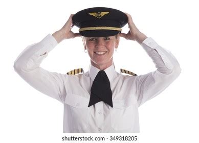 Attractive Female Airline Pilot Tucking Her Stock Photo Edit Now