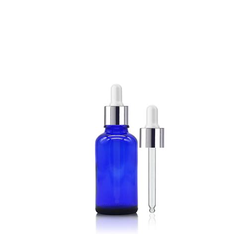 Ml Blue Glass Dropper Bottle Aluminium Silver Pipette Wholesale