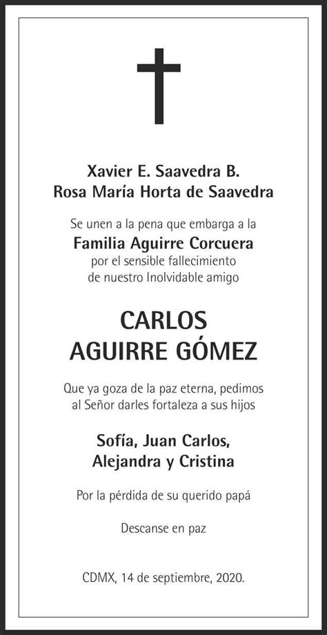 Don Carlos Aguirre Gómez Caballero Obituario Esquela