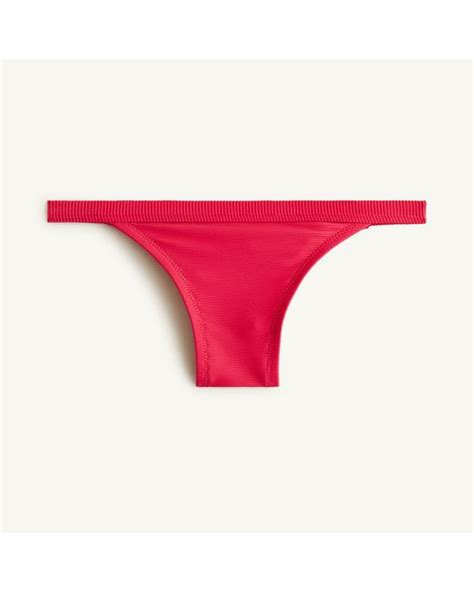 J Crew Synthetic Ribbed Trim Hipster Full Coverage Bikini Bottom In Red