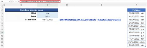 Como Calcular No Excel O Quinto Dia Til Do M S Guia Do Excel