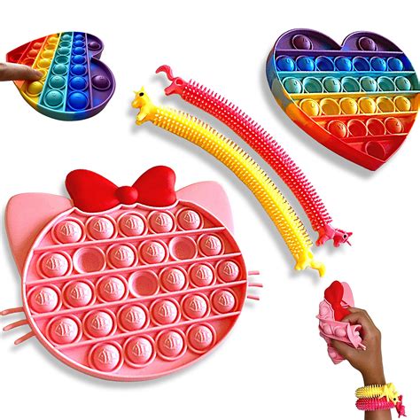 Buy Rainbow Pop It Fidget Toy Hello Kitty Pop It Rainbow Heart Pop