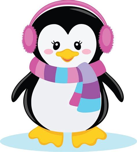 Girl Penguin With Scarf Clip Art Christmas Penguin Penguin Craft