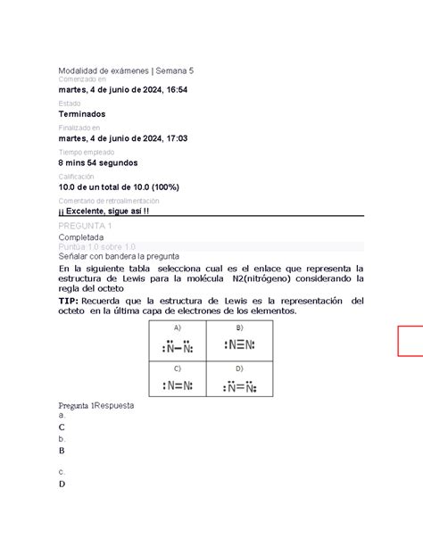 Modalidad Examenes Quimica Semana 5 Modalidad de exámenes Semana 5