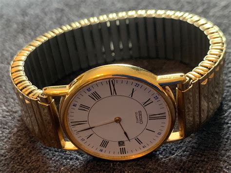 Vintage Seiko Sq Gold Tone Mens Watch Etsy