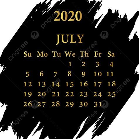 July Calendar 2020 Template Download On Pngtree