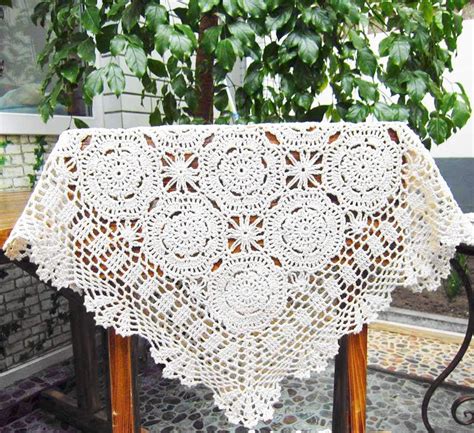 Amazon Hetao 100 Cotton Handmade Crochet Square Tablecloth