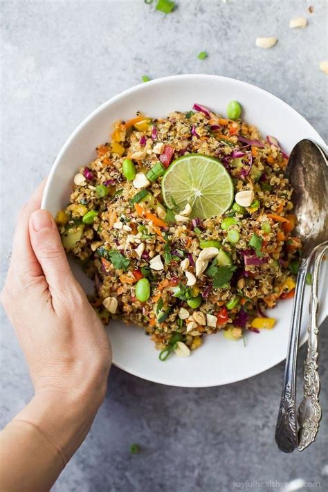 Crunchy Thai Quinoa Salad With Spicy Sesame Ginger Dressing Recipe Healthy Eating Recipes